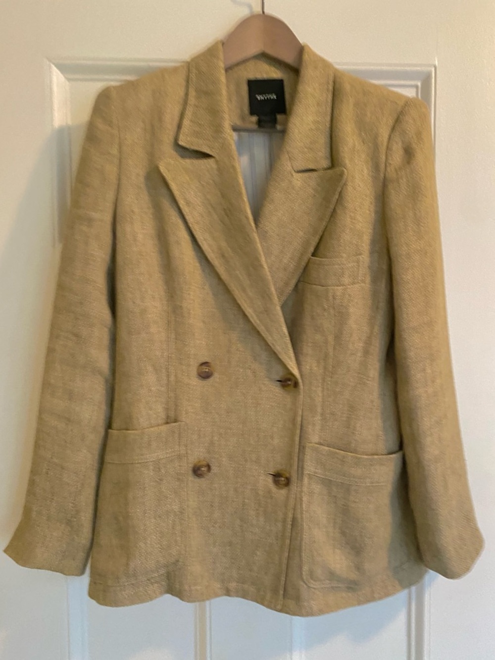 Smythe Beige Linen Double-Breasted Blazer - size Small